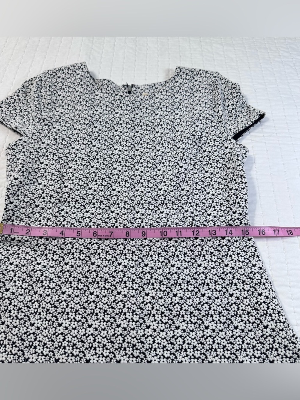 Michael Kors White and Black Floral Jacquard Print Cap-Sleeve Fit & Flare Mini M - Picture 5 of 14